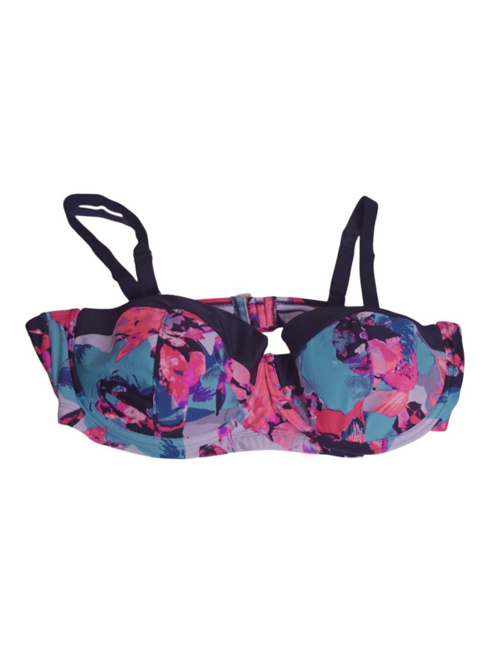 Ava & Viv Floral Bikini Top 24W Plus Size Adjustable Swim Colorful Eclectic Chic - Picture 3 of 12